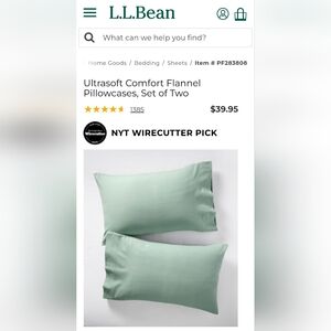 L.L.Bean Ultrasoft Comfort Flannel Pillowcases in Silver Sage